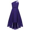 YEAHDOR Vestito Lungo Bambina Elegante Principessa Monospalla Vestiti Cerimonia Paillettes Abito da Sera Ragazza Abito Damigella Sposa Comunione Natale Nuziale