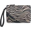 Braccialini Milly Pochette in materiale effetto cavallino dalla fantasia leopardata, dal design essenziale e raffinato. Chiusura con zip dorata con laccetto laterale e logo frontale.