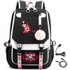 LKY STAR Hazbin Hotel Zaini Casual per Ragazze Donne,Backpack con Caricatore USB Presa per Le Cuffie,Molto Adatto per la Scuola, i Viaggi,22L