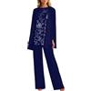 Generic Completo Donna Elegante Estiva Cerimonia Orlo Irregolare Leggera Camicia Pantaloni Larghi 3 Pezzi Tuta Completa Taglie Forti Casual Tinta Unita Set Coordinato Comodi Mode Tute Curvy Completi Estivi