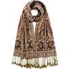 QIUTIMIY Scialle in pashmina con motivo paisley donna, reversibile, vintage, jacquard, con frange, per serate e matrimoni（Fiore 6-Nero）