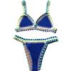 MaNMaNing Costume Da Bagno Donna Vita Alta Costume da bagno a triangolo a lavorato a maglia da donna Bralette Bikini a triangolo all'uncinetto Top e fondo Costumi da bagno a Costume Da Bagno Donna Vita (BU1, S)