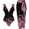 PAIDAXING Costume da bagno intero da donna, costume da bagno con controllo della pancia, costume da bagno da donna con stampa vintage monokini costumi da bagno set con copertura