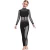 CHICTRY Ragazza Ginnastica Leotard Tuta Intera da Pattinaggio Artistico Bambina Maniche Lunghe Jumpsuit Bodysuit Tutina Elegante Body Danza Classica Balletto Nero 13-14 anni