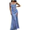 Generic Vestito Elegante - Vestito Lungo Sexy da Donna in Raso con Corsetto, con Spalline, Push-Up, A Spina di Pesce, con Arricciature, da Sera E da Festa, Lungo