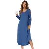SHCNSJC Camicia da Notte Donna Lunga con Scollo a V e Maniche Lunghe - Invernale per L'Allattamento con Tasche