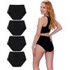 KIANOOL Mutande Cotone Donna Vita Alta, Slip Cotone Mutantina Elastiche Mutande Donna, Nero Slip Pacco da 4