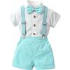 Generico Bimbo Completini e Coordinati Gentiluomo, Fiocco Camicia e Bretelle Pantalocini 4 Pezzi Ragazzi per Matrimoni Compleanni, 1-6 anni/Regalo Neonato Maschio