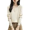 Chanyarn Maglione da Donna 100% Lana Merino con Scollo a V 2025 Casual a Maniche Lunghe Senza Cuciture Maglia Maglione
