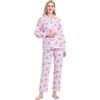 GLOBAL Pigiama Donna Flanella|Donna Pigiami Cotone Maniche Lunghe| Pigiami Due Pezzi da Donna| Camicie da Notte da Donna| Pjs Confortevole| Sleepwear Caldo Morbido Rosa,bradipi XL