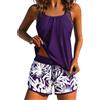 Generico Women's Flattering Tankini Swimsuit Set with Shorts - Classic Bathing Suits (Purple3,S)
