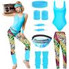DAZZTIME Costume Anni 80 anni 90 Donna,Accessori Anni 80 Donna set,80 Abbigliamento da Discoteca,Costume Anni 80,per Festa a Tema Carnevale Halloween Natale & Cosplay