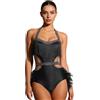 Freebily Abito da Ballo Latino Americano Donna con Piume Vestito Danza Moderna Jazz Collo Halter Body Ginnastica Ritmica con Strass Balletto Leotards Abito da Pattinaggio