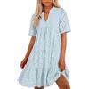 Generic Vestito Cotone Donna Estivo - Abito Estivo Donna con Scollo a V, Maniche Corte, Ricamo Traforato in Pizzo Sangallo, Vestito Casual con Balze e Orlo Volant per Vacanza Spiaggia e Mare
