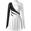 Oyolan Body da donna Ginnastica Strass Brillante Vestito Pattinaggio Artistico Manica Lunga Costume Danza S-L, Tipo H Bianco, S
