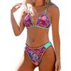 CUPSHE - Costume da bagno da donna, bikini, scollo a V, bordo ricamato, a vita bassa, contrasto in paillettes, stampa paisley, 2 pezzi, nero, L