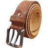 HomeJoySet Cintura Vintage In Pelle Bovina A Doppio Ardiglione For Uomo E Donna - Cinturino In Pelle Pieno Fiore Resistente, 2 Fori For Jeans E Pantaloni Casual(Brown,115cm/45)