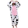 Luojida Pigiama Intero Adulto Cosplay Animale Onesies Morbido e Caldo Pigiama Invernale Pile con Cappuccio e Tasche Tuta Intera in Peluche Ideale Regalo per Costume Carnevale Halloween Natale Mucca L