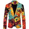 Rrongwn Blazer Uomo Colorato Men'S Ink Splash Colour Stampa Giacca Colorata, Fresca, Inclusa, Abito Appariscente Alla Moda Vestito Personalizzato, Colore: rosso, XXL