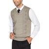 COOFANDY Gilet Uomo Maglione con Scollo a V Maglioncino Senza Maniche Pullover Khaki Casual Maglia Invernale Panciotto Lavorato Khaki M