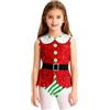 Freebily Body Danza Classica Bambina Ginnastica Artistica Balletto Leotards con Paillettes Jumpsuit Sportiva da Allenamento Costume Babbo Natale Abito Natalizio Spettacoli Rosso 7-8 anni