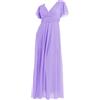 VALORIALUXE Abito Lungo Elegante Donna con Maniche Volant e Scollo a V - Vestito da Cerimonia Made in Italy