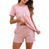 TeJoyce Pigiama Donna Cotone Corto Estivo, Pigiami da Donna Due Pezzi Set da Notte Casa Maniche Corte Top e Pantaloncini con Tasche Casual da Casa Morbido, Perfetto per Casa e Vacanze