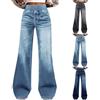 duaicnvow Jeans Baggy Donna Vita Alta Curvy a Gamba Larga Pantaloni Jeans Donna Larghi Pantaloni in Denim Comodi con Cintura Elastica e Tasche Casual retrò Sciolti Pantaloni Diritti Ragazza Streetwear