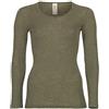 Engel Natur, Maglietta Intima/Camicia da Donna, 70% Lana (Biologica), 30% Seta (34-36 EU, Olive)