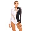 TiaoBug Donna Balletto Body da Danza Classica Moderna Abito da Ginnastica Pattinaggio Artistico Tank Leotard con Strass Costumi di Danza Jazz Samba Ballo Latino Jumpsuit Nero&Bianco S