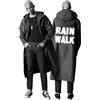 Jamron Uomo Moda Stampa Eva Nero Impermeabile Lungo con Cappuccio Traspirante Riutilizzabile
