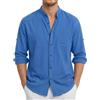Enlision Camicia Lino Uomo Manica Lunga Estiva Camicia da Uomo Collo Coreana con Bottoni Maglia da Spiaggia Casual Henley Shirts S-4XL