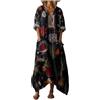 Udbeksid Vestito Estivo Donna Lungo Bohemien, Abito con Tasche e Scollo a V, Vestito Vintage Casual Maniche 3/4, Vestito Kaftano Elegante per Spiaggia Mare Copricostume Vacanza 2026