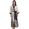 LOCIIXAT Vestaglia lunga da donna, in raso, kimono, ampia, con stampa floreale, vestaglia da notte in seta, Taglia unica