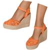 Generico Zeppe Donna Estive, Espadrillas Donna Zeppa - Sandali in Pizzo a Punta Chiusa con Piattaforma, Cinturino alla Caviglia, Tacco Chiuso per Estate e Vacanze, Arancione 38