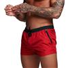 SimidunEUR Costume da Bagno, Uomo Pantaloncini Sportivi Asciugatura Rapida Pantaloni Corti da Corsa Calzoncini da Surf sulla Spiaggia con Fodera in Mesh e Tasche,Nero-Rosso,L