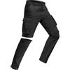 MOURCE Pantaloni da trekking cargo da uomo con zip off, leggeri ad asciugatura rapida, 8 tasche, per campeggio, viaggi, pesca, Nero , 34W x 30L