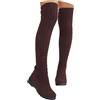 Generisch Stivali alti al ginocchio con tacco spesso elasticizzato, punta rotonda, alla moda, per l'inverno, casual e comodi, marrone, 40 EU