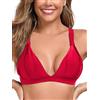 RELLECIGA Top Bikini Donna Triangolo Senza Ferretti Lacci Incrociati Coppe Arricciate Rosso S