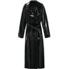 Fnfmrfmr Trench lungo da donna in vernice lucida vintage con risvolto tasche con bottoni e cintura soprabito