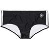Maxfort Costume da Bagno Uomo Taglie Forti, Slip Nero con Strisce Bianche, Elasticizzato, Fino a 10XL (IT, Testo, 6XL, Regular, Regular, Nero)