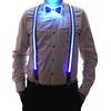 Brejkdo Set di 2 bretelle luminose da uomo a LED e papillon, perfette per musica, festival, feste in costume di Halloween, Blu, Taglia unica