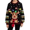 Genérico Maglione di Natale con Renna Illuminata Divertente e Brutto Natale FEA Felpa di Xmas Set di Natale Maglione lavorato a maglia Maglione di Natale per le Donne con Led