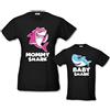 Babloo Coppia di T Shirt Donna Bambino Festa della Mamma Mommy Shark And Baby Shark Nere Maschietto Donna S - Bimbo 1-2 Anni