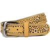 styleBREAKER Cintura donna con motivo traforato, stile pizzo, strass e borchie, cintura borchiata vintage, accorciabile 03010092, dimensione:90cm, colore:Senape