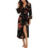 PrinStory Accappatoio da Donna Leggero con Maniche a 3/4, con Scollo a V, Kimono