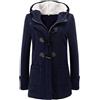 Generico Giacca Invernale Donna con Cappuccio Tinte Unite - Giacca Oversize con Tasche Bottoni Classico Traspirante Pesante Cappotti Termica Morbido Giubbotti Medio Lungo Marina M