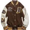 Onsoyours Giacca da Baseball da Uomo Giacca College Jacket con Lettere in Pelle Giubbotti Hiphop Casual Cappotto Unisex Bomber Varsity Outwear Giacca da Coppia A Marrone M