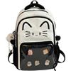 WANWEN Zaino Ita con simpatico gatto kawaii e porta spille, zaino trasparente con stampa di gatto in stile Y2k, borsa da viaggio con ciondolo di peluche e 5 distintivi (Black)