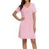 LUBOT - Camicie da Notte da Donna in Viscosa di bambù, morbide, Traspiranti e a Maniche Corte, per Dormire, Pigiami Premaman, Abito da Allattamento, Rosa, M
